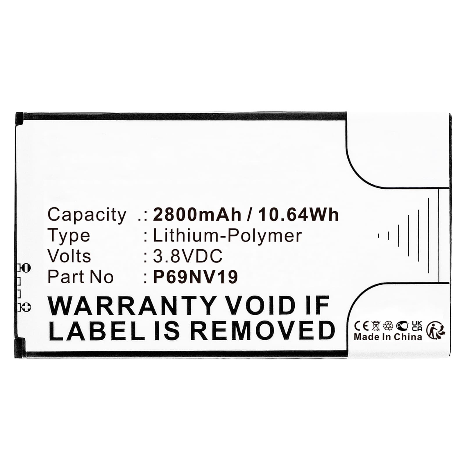 Battery for P69NV19 WTS700 Resideo 7" Wireless Touchscreen