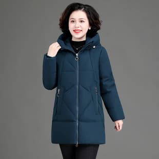 2024 New Women's Down Cotton Padded Coat Thick Cotton Jacket Women Plus Size Winter Mother's Hooded Outerwear