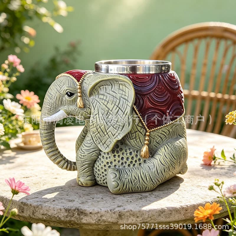 Cross-border new resin statue elephant cup mug coffee cup decorative beer cup creative gift ornaments