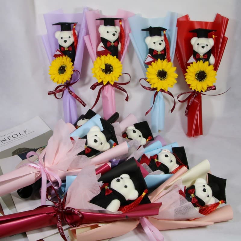 Creative gifts for cross-border mothers and teachers on Teacher's Day: Dr. Bear, Rose, Sunflower, Soap Bouquet, Graduation Cartoon Plush Toy