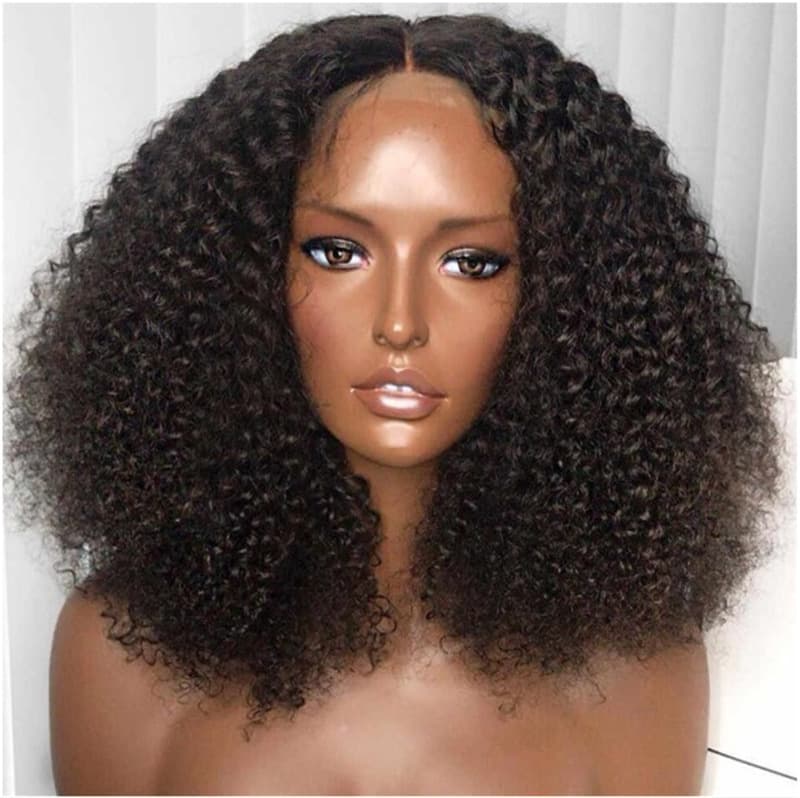 European and American wigs African small curly hair 13x4 front lace middle part small curly long curly hair synthetic high-temperature fiber wig wholesale