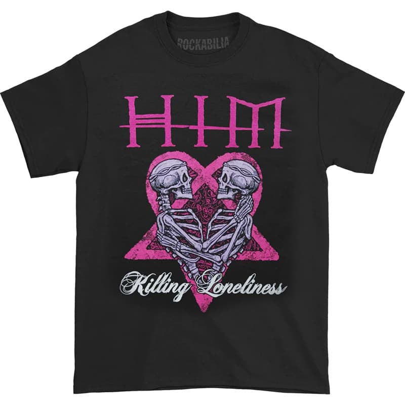 HIM Goth Rock Finnish Rock Band Gothic Skull Punk American Retro Men's T-Shirt