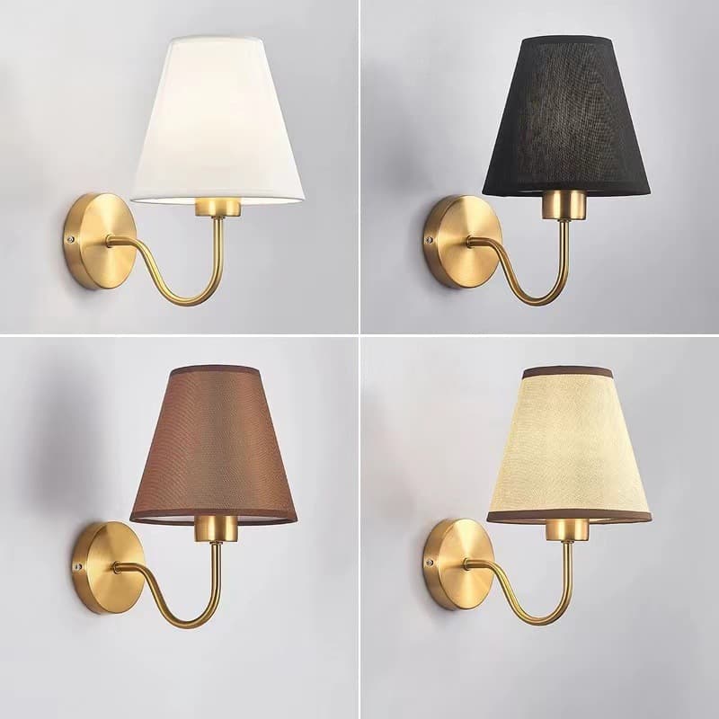 Cross-border American-style Creative Wall Lamp European Hotel Bedroom Bedside Wall Lamp Fabric Shade Indoor Corridor Hallway Wall Light