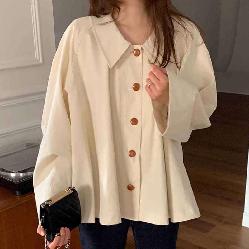 Korean Chic 2025 Spring French Style Simple Turn-down Collar Loose Casual Solid Color Versatile Long Sleeve Blouse for Women