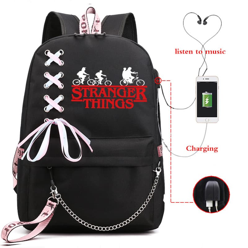Stranger Things Backpack USB Charging Backpack Student School Bag for Men and Women Foreign Trade