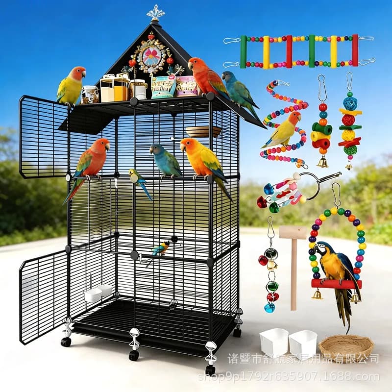 Bird Cage Parrot Cage Extra Large Space Bird Villa Multi-Layer Breeding Cage Myna Viewing Cage Freely Spliceable Bird Cage