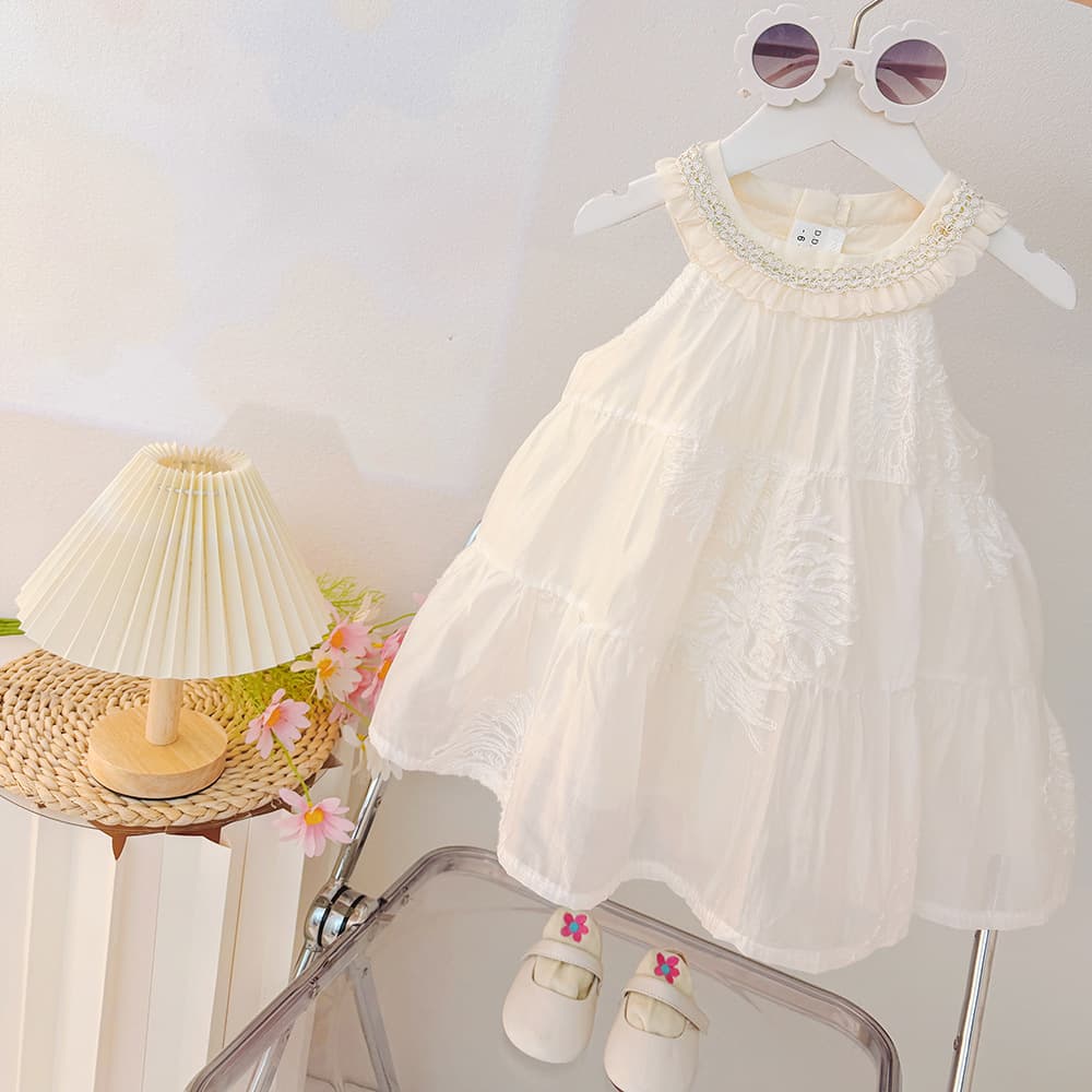 Live broadcast supply 2025 summer new sweet sleeveless solid color skirt girls fashionable dress wholesale