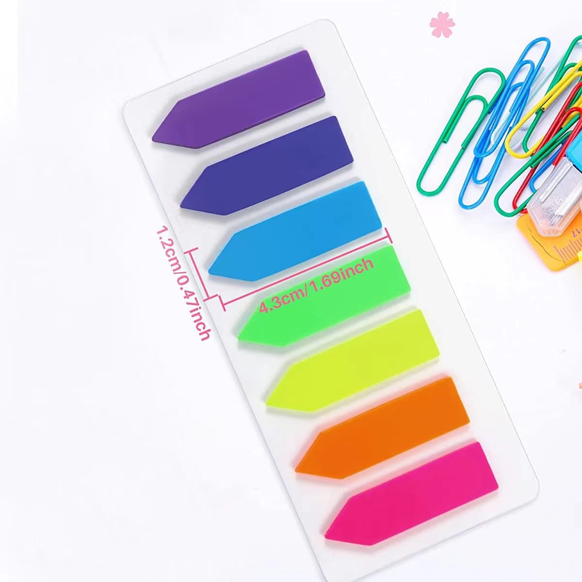 Color Index Tabs Transparent Sticky Notes Water-Resistant Writeable Note Paper 7-Color Marking Labels Stationery