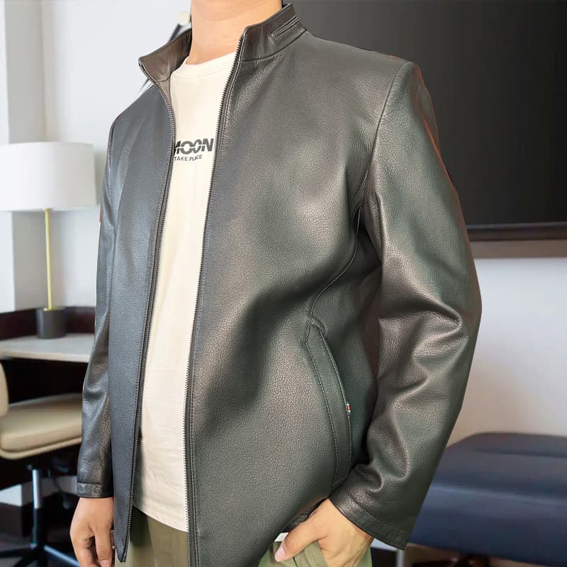 Custom Black Warrior Biker Sheepskin Jacket Autumn Spring Premium American Pure Cowhide Retro Trendy Heavyweight