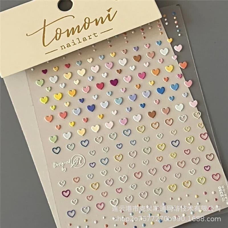 Macaron Love Star Nail Art Sticker Embossed 3D Cute Dopamine Adhesive Nail Sticker Small Pattern