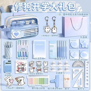 Line Dog Stationery Set School Supplies Five-Layer Transparent Pencil Case Back-to-School Gift Box for Girls Birthday Present