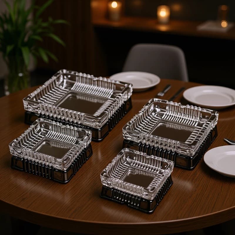 Thickened Glass Ashtray Square Large Size Home Living Room Hotel Transparent Anti Drop Ashtray Wholesale Smoke Accessories