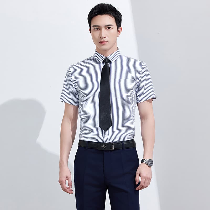 Spring Men's Striped Shirt Formal Fashion Slim Vertical Stripe Long Short Sleeve Business New Workwear OL