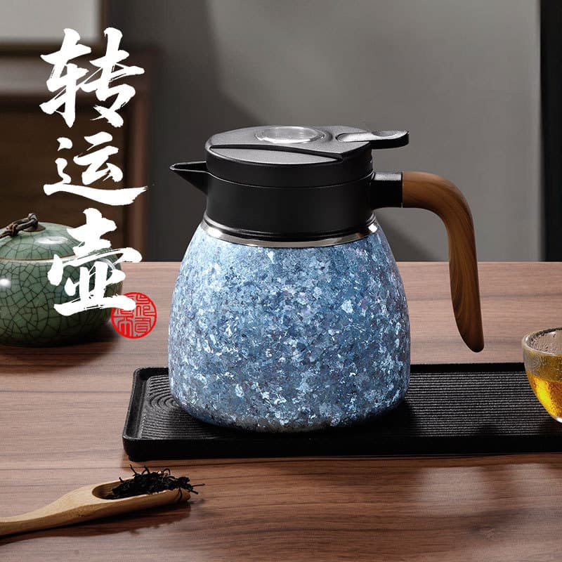 Inner and Outer Pure Titanium Thermal Kettle, Large Capacity with Mechanical Temperature Display, Premium Health Tea Separation Steeping Pot