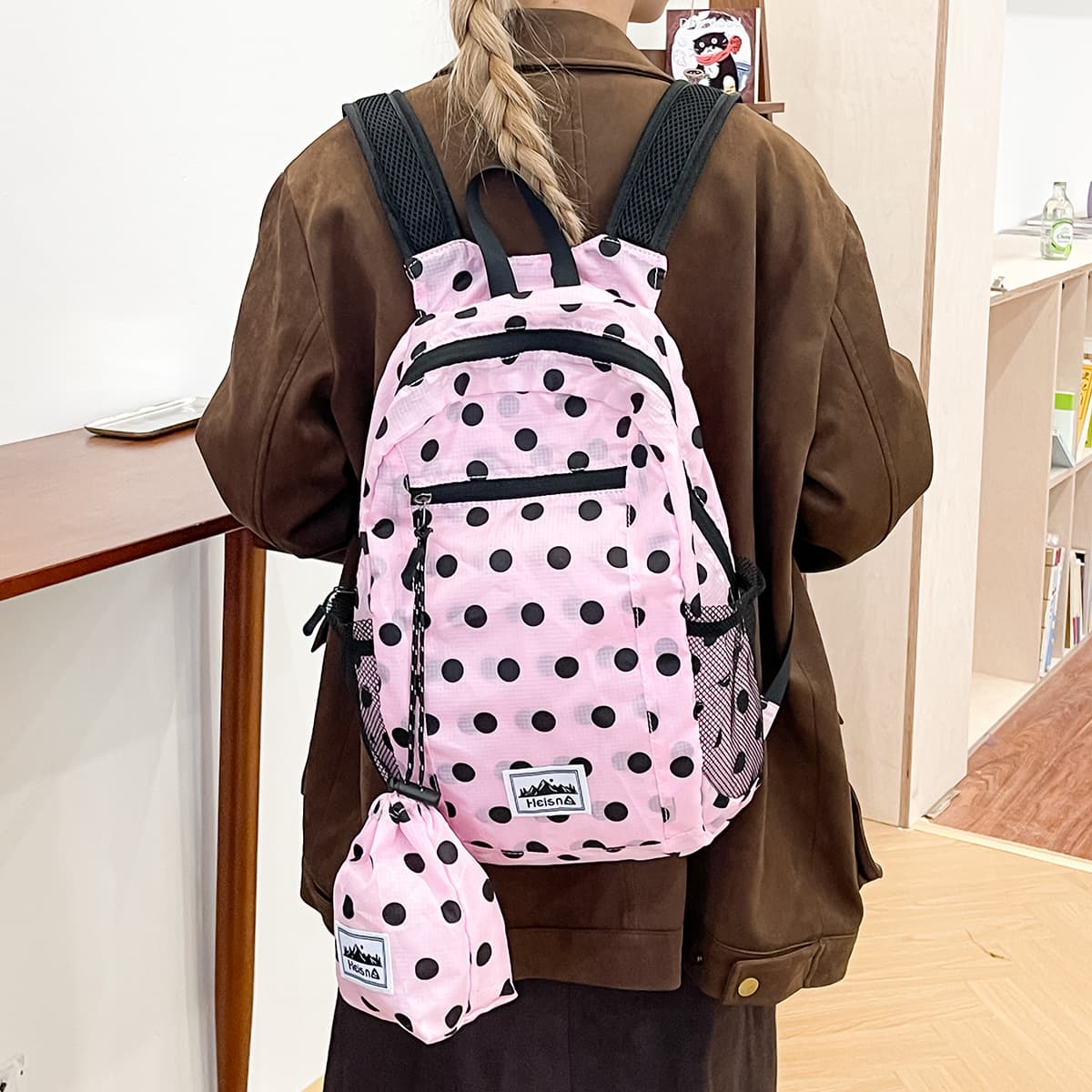 Cross-border Cute Versatile Candy Color Polka Dot Large Capacity Middle and Primary School Student Backpack Grades 1-6 Girls Double Shoulder Bag