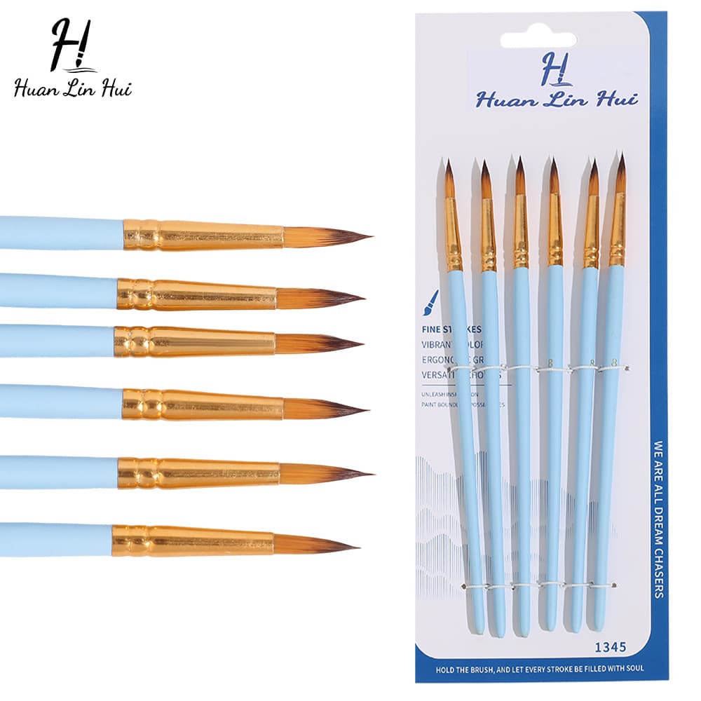 6-pack pointed brush set art soft fur hook pen multi-functional children's coloring brush art supplies
