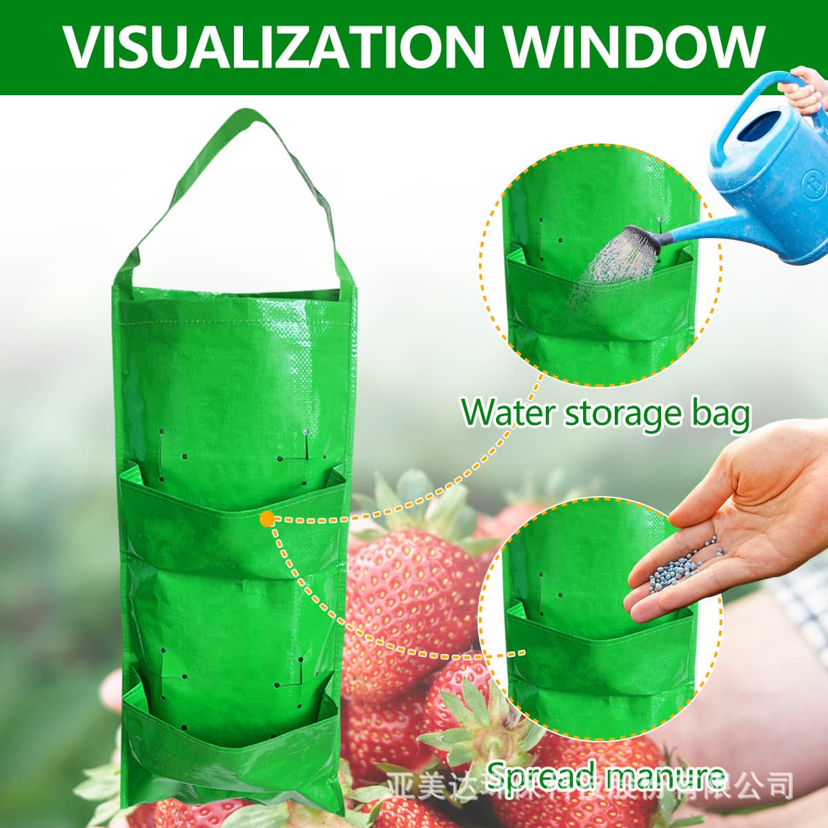 Cross-border Multi-Pocket Hanging Strawberry Planting Bag Plant Bag Hanging Plant Growth Bag Seedling Bag