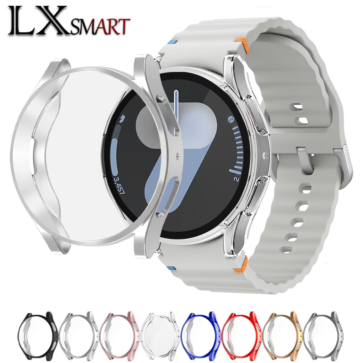 Compatible with Samsung Galaxy Watch 7/6/5 Case, TPU Full-coverage Electroplated Anti-fall Protective Cover