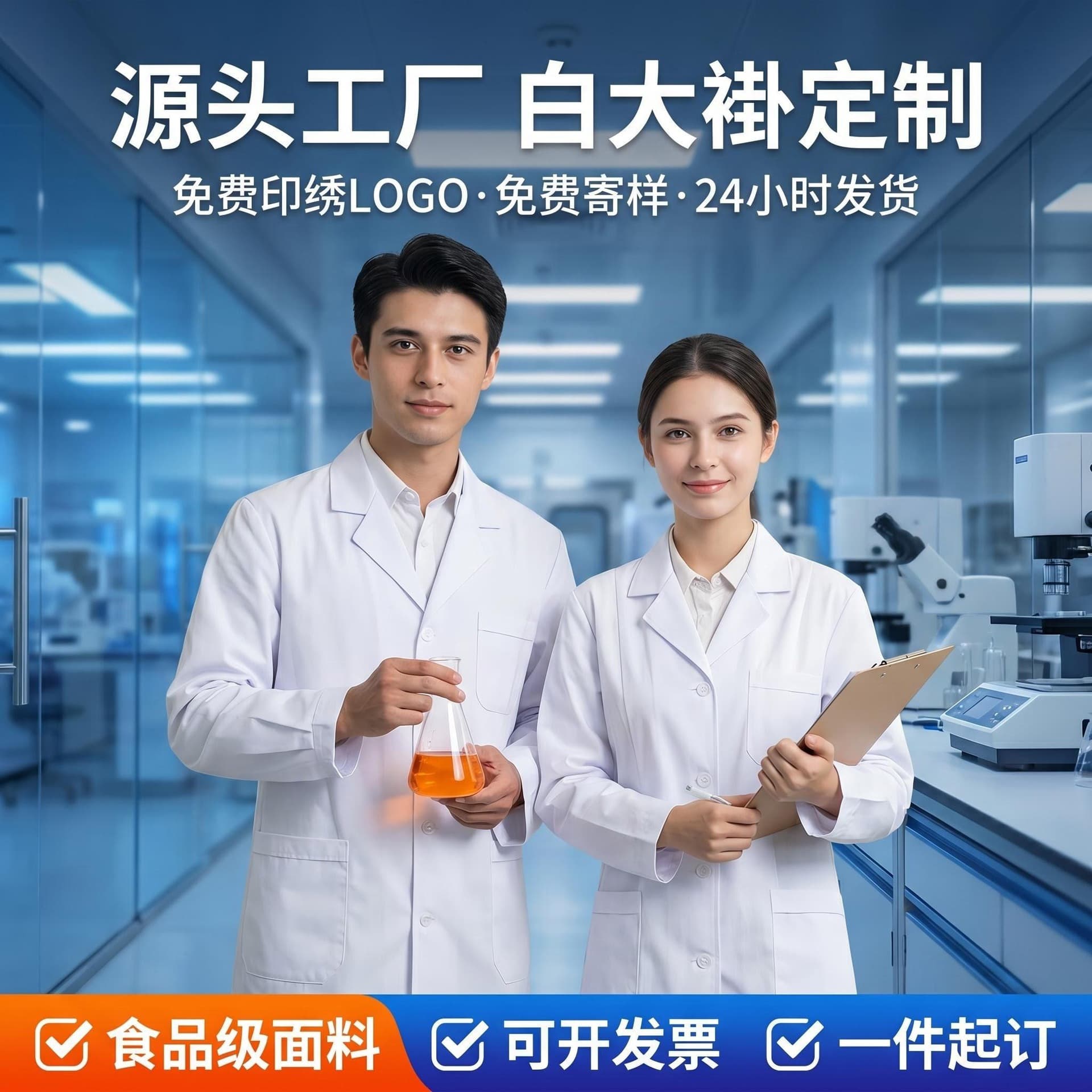 Long-Sleeve Lab Coat for Men and Women, Lightweight White Coat for Pharmacy, Nurse, Doctor, Summer