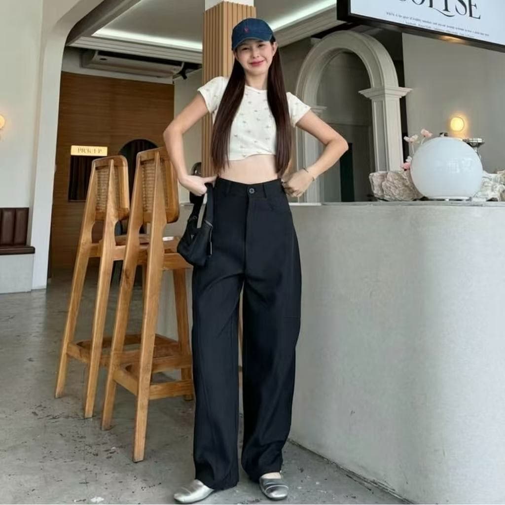 2026 New High-Waist Curved Knife Wide-Leg Pants for Women Spring Summer Draped Slimming Straight Casual Pants