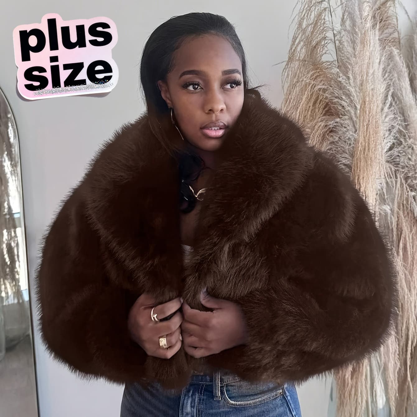 P391303 European and American New Style Cross-border Amazon Hot Selling Faux Fur Women's Wear Thickened Autumn Winter Coat Plush Warm