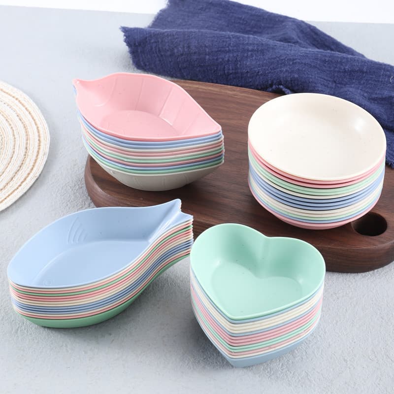 Factory-Supplied BBQ Dipping Sauce Small Dish, Seasoning Dip Plate, Vinegar Dish, Soy Sauce Dish, Wheat Straw Material Tableware Dish