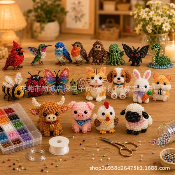 New Cross-Border Petite 3D Beaded Animal Craft Kit DIY Animal Bead Set