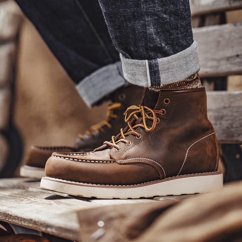 Maden Men's Shoes Retro 875 Work Boots Men's Shoes Trendy Crazy Horse Leather High-Top Shoes American Genuine Leather Martin Boots