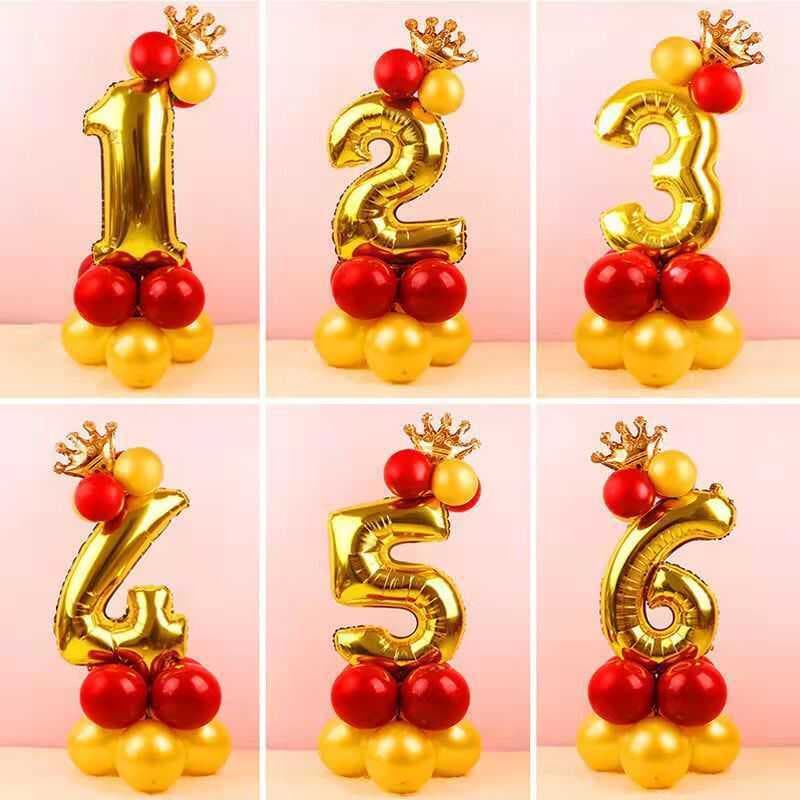 Birthday Number Balloon Gold Foil Children Baby Birthday Party Decoration Wedding Room Pillar Shop Celebration Foil