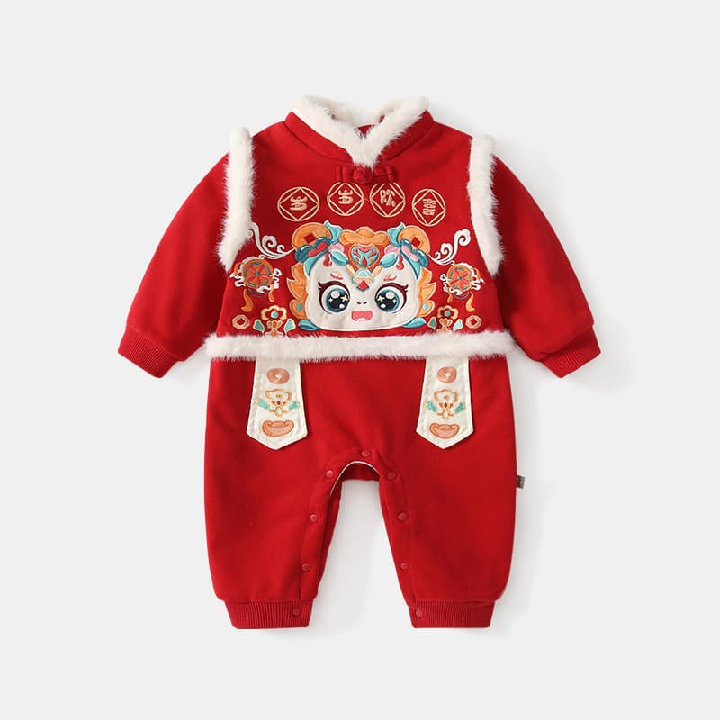 Baby New Year Outfit Winter Full Moon 100 Days First Birthday Crawling Suit Autumn Winter Romper New Year Clothes