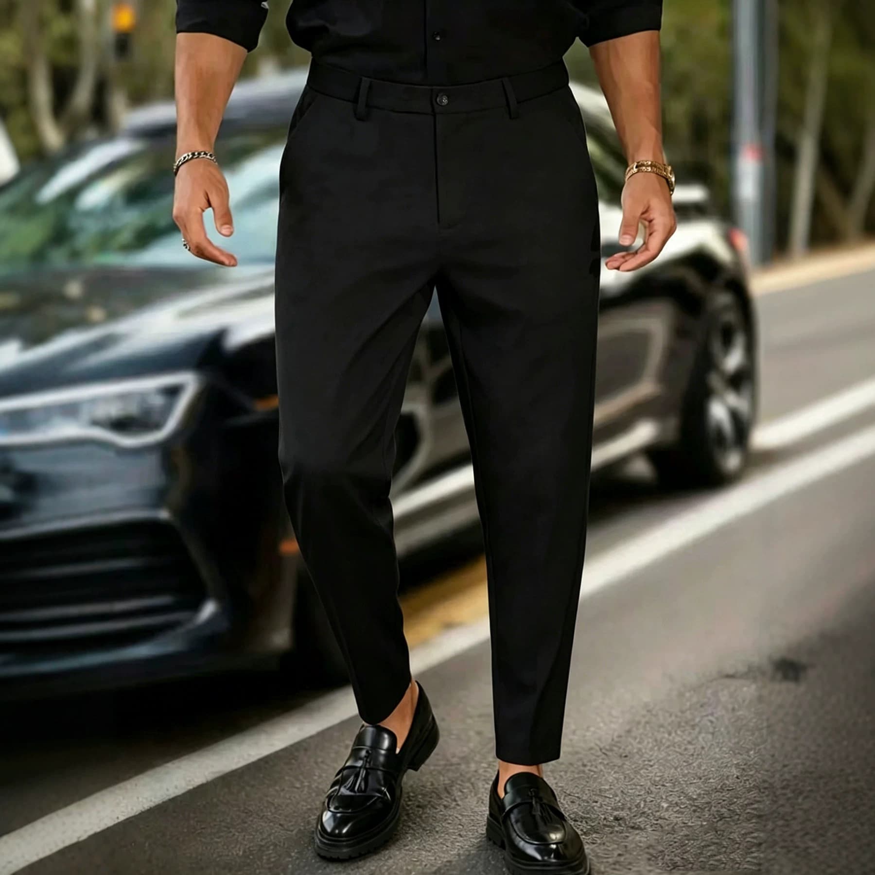 Autumn/Winter Men's Fleece-Lined Thick Casual Pants, Breathable Men's Wear, Japanese-Style Youth Business Versatile Cotton Long Pants