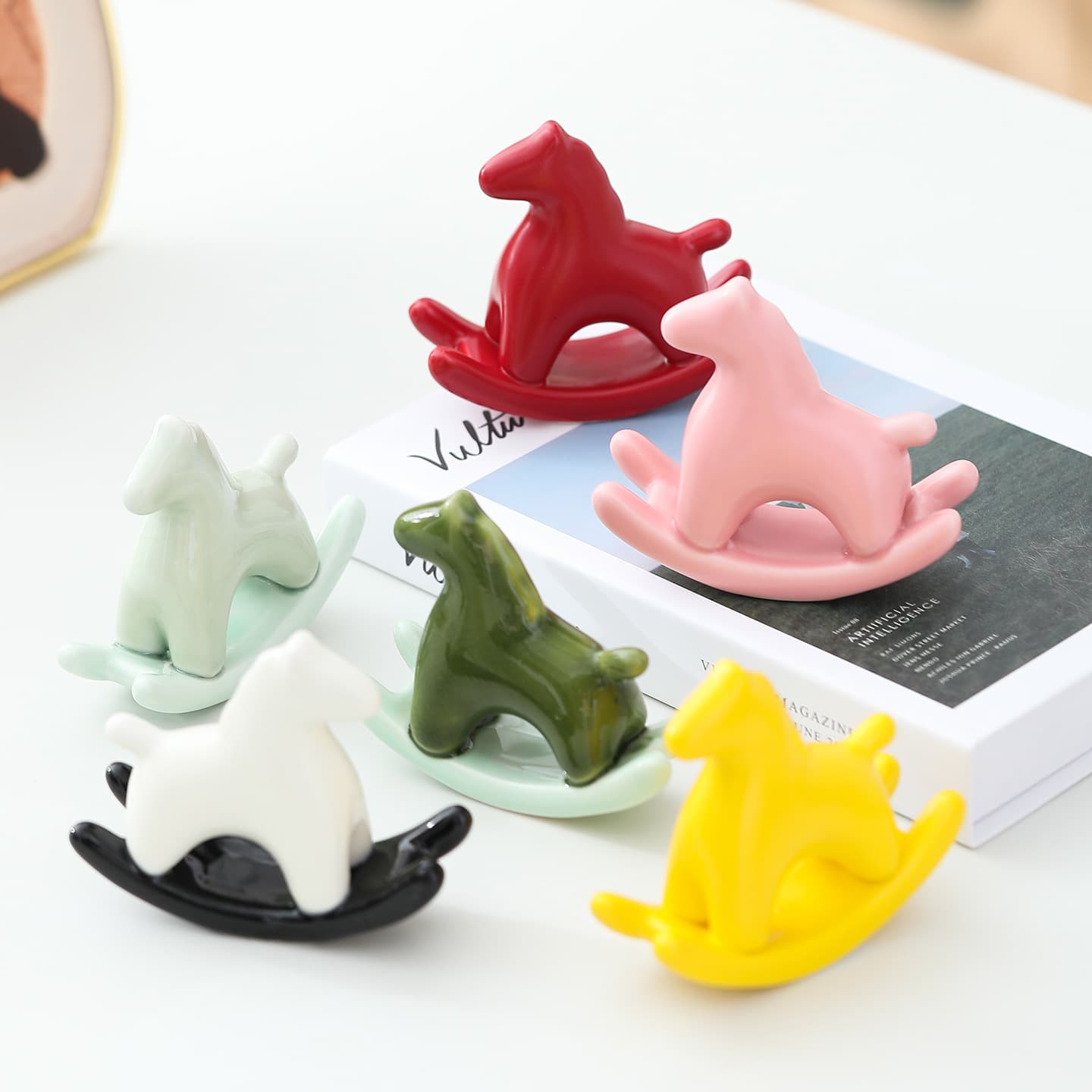 Ceramic pony tea pet ornaments rocking horse tea ceremony tea table office desk Year of the Horse cute decorative crafts
