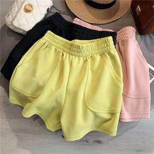 Summer Thin Korean Style Sports Shorts for Women, High-Waist Loose Wide-Leg Shorts, Cotton Casual Shorts, Trendy Leg-Lengthening