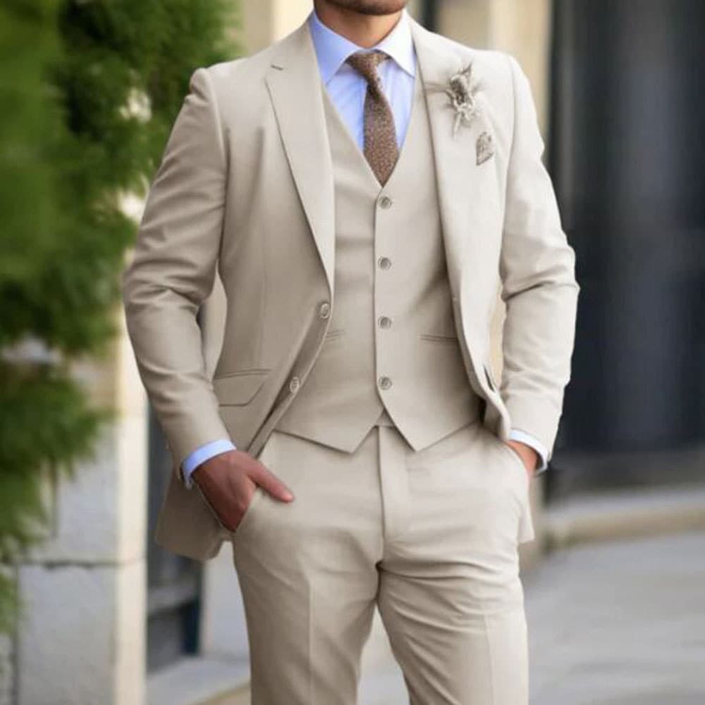2025 New Cross-border Business Casual Men's Three-Piece Suit Groom Suit Wedding Banquet Plus Size Cross-border Suit Men
