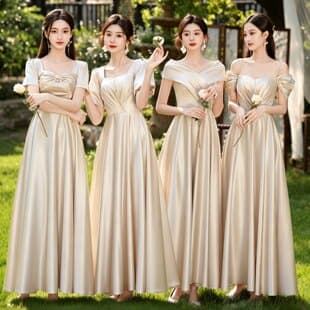 Champagne Bridesmaid Dress 2026 New Satin High-End Sisterhood Adult Ceremony Host Student Graduation Gown