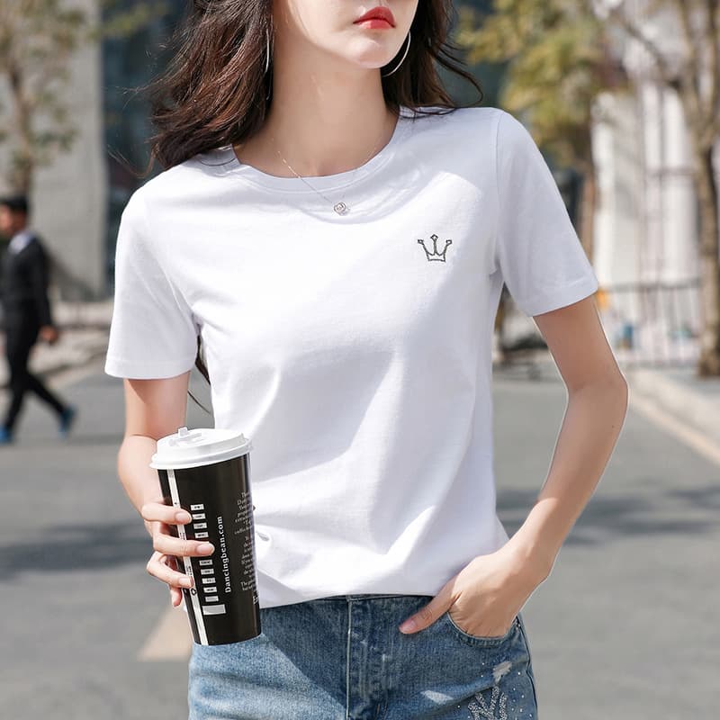 308 White T-Shirt Women's Short-Sleeved 2025 Summer New Elegant High-End Western-Style Shirt Slimming Look and Age-Reducing Half-Sleeved Top