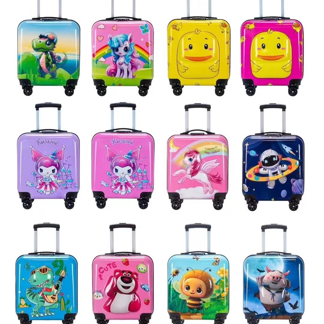 Cartoon Dinosaur Kids Luggage with LOGO 18-Inch Spinner Wheel Travel Suitcase 3D Animal Carry-On Gift