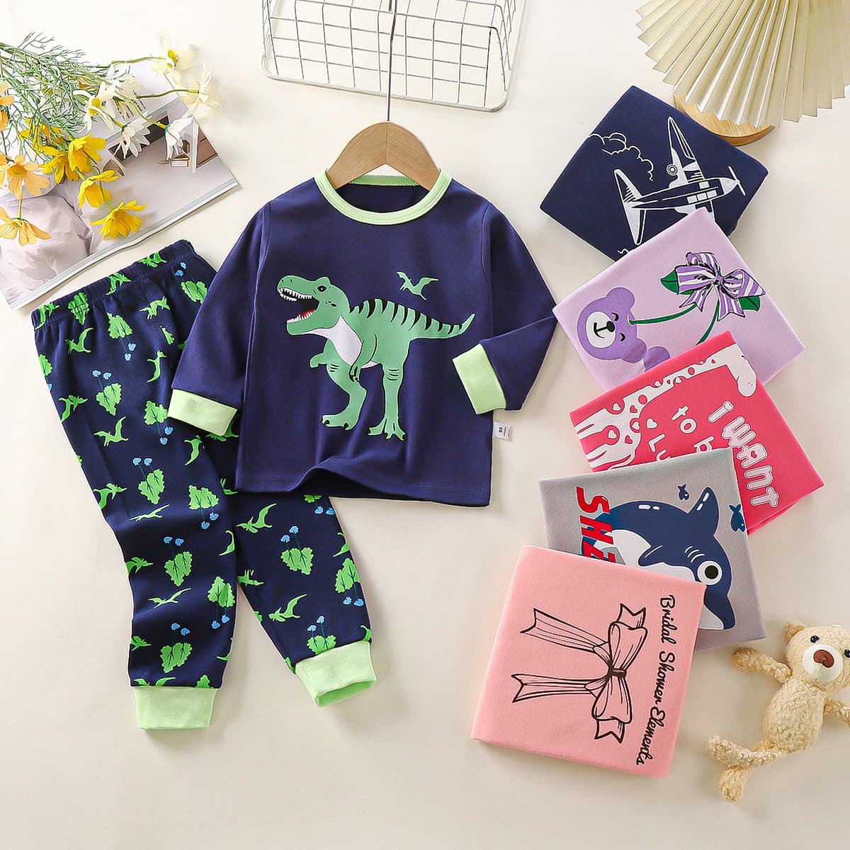 Children's underwear set, pure cotton, autumn new style, boys' pajamas, girls' home clothes, baby autumn clothes, children's clothing wholesale