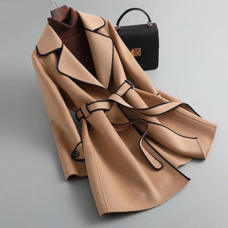 2023 Winter New Korean Double-Faced Cashmere Coat for Women Mid-Length Elegant Wool