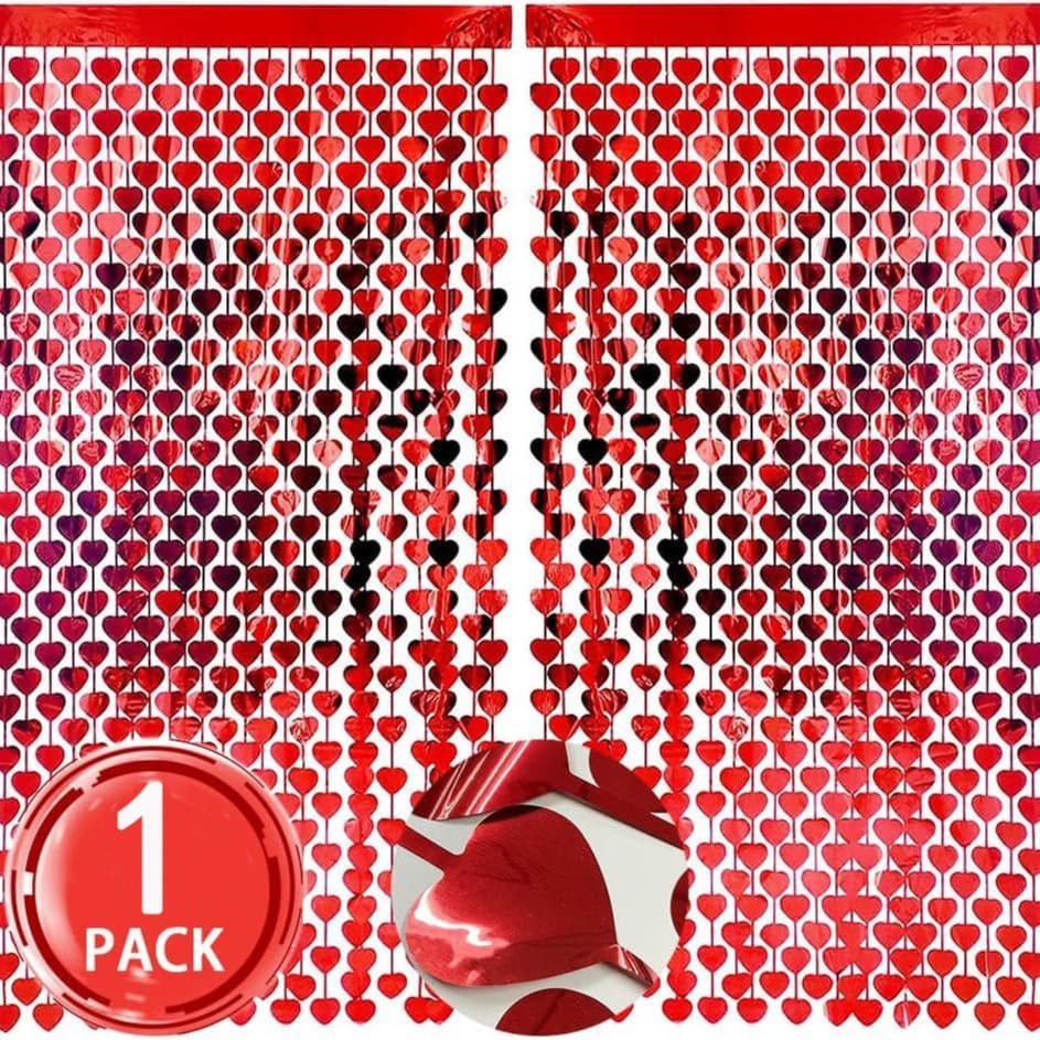 Cross-border 1*2M red love rain curtain tassel Valentine's Day wedding engagement anniversary party background decoration