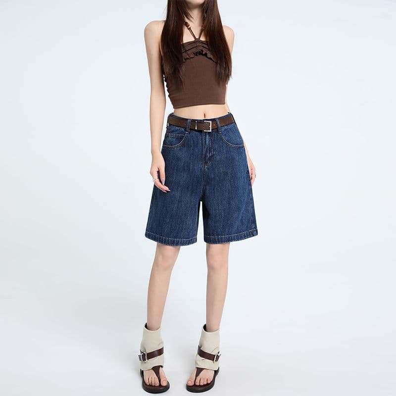 2026 Summer New Blue Retro Denim Shorts for Women