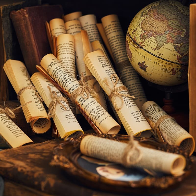 New Yellowed Vintage Book Scroll Artistic Distressed Book Scroll Ornament Showroom Display Retro Photography Prop Foreign Trade Dropshipping