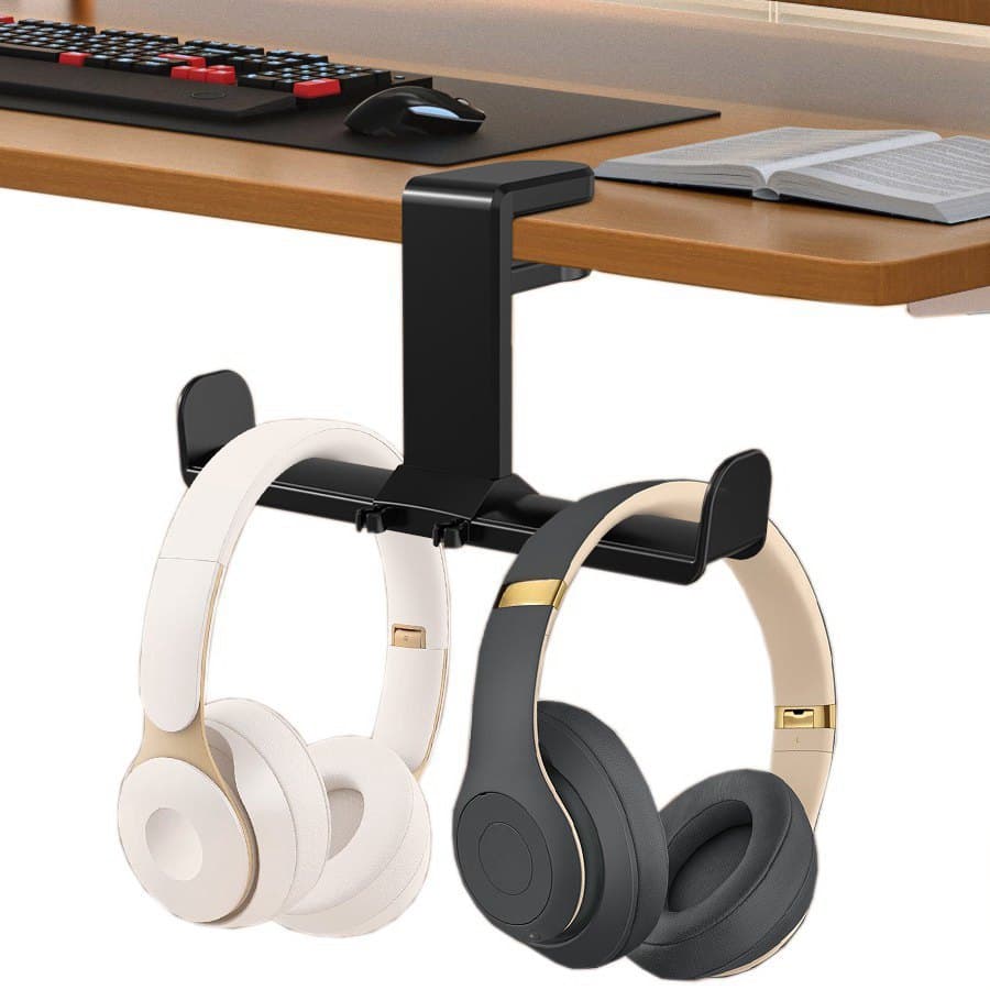 2-in-1 Headphone Stand No-Drilling Over-Ear Headphone Stand 360-Degree Rotating Headphone Stand Headphone Hook