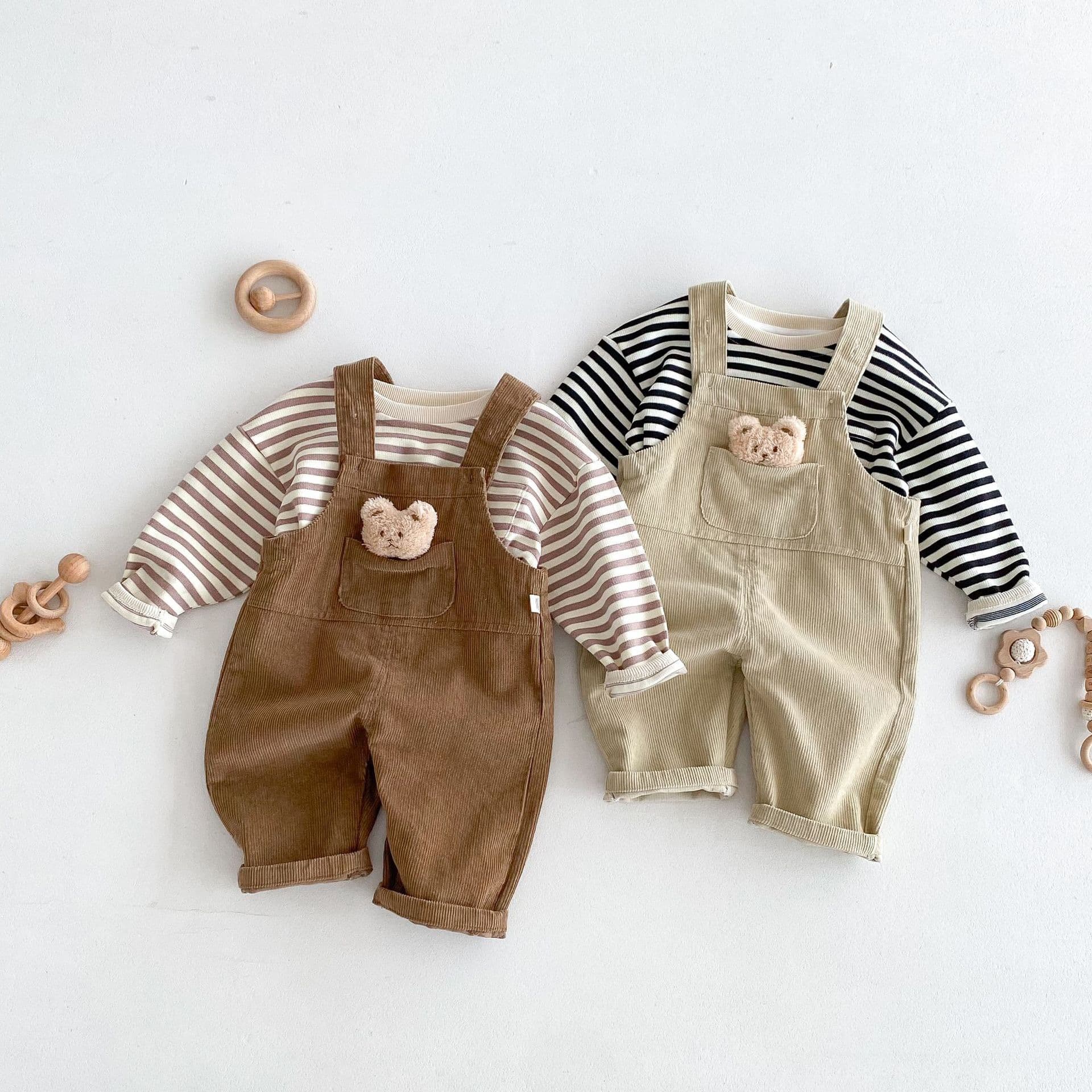 Kids Bear Overall Pants Super Cute Autumn Korean Style Toddler Boys Fashion Casual Baby Pants Trendy Overalls for Outing