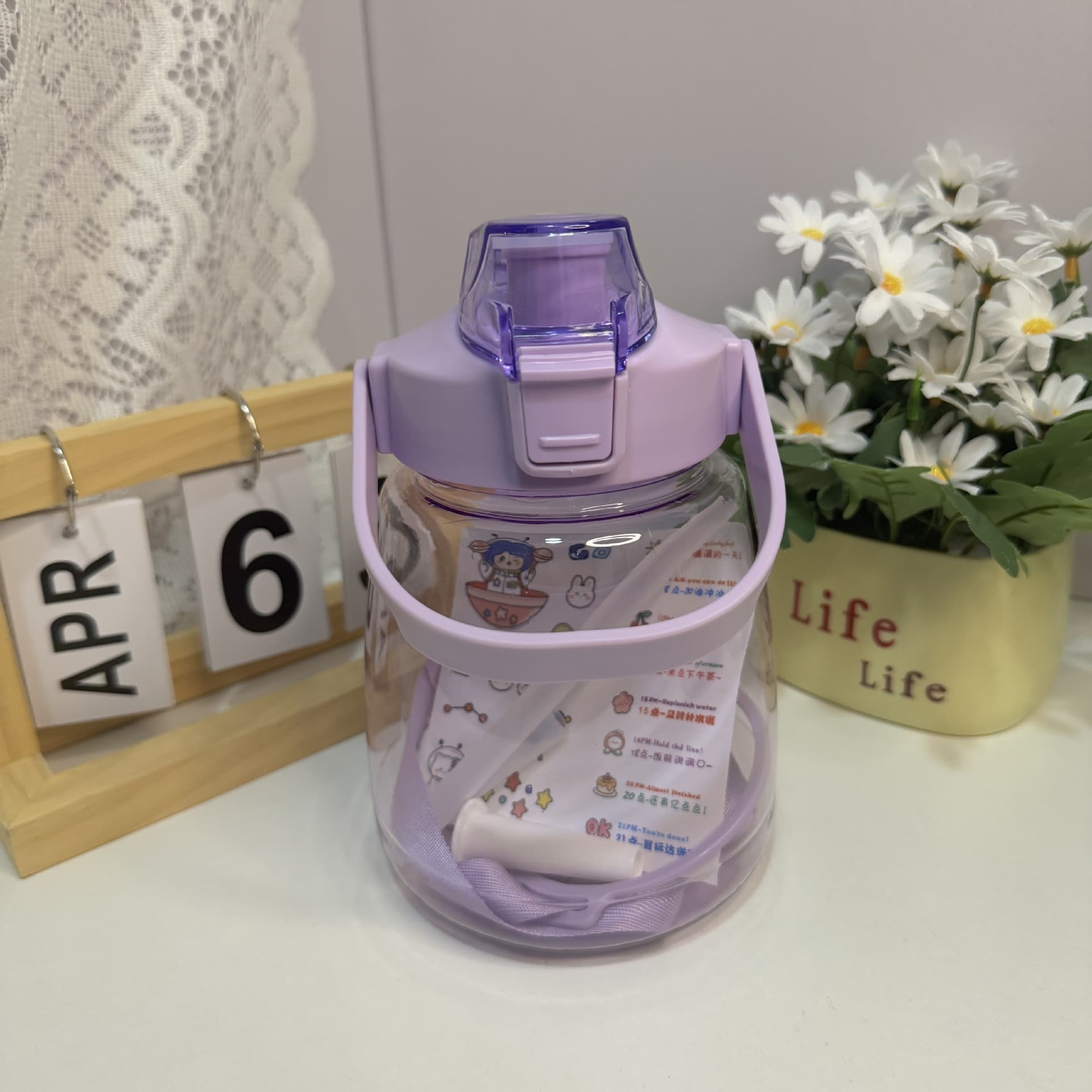 2026 New Cartoon Big Belly Cup with Straw, Portable High-Temperature Resistant Plastic Water Cup, High Appearance, for Kids and Students Outdoor