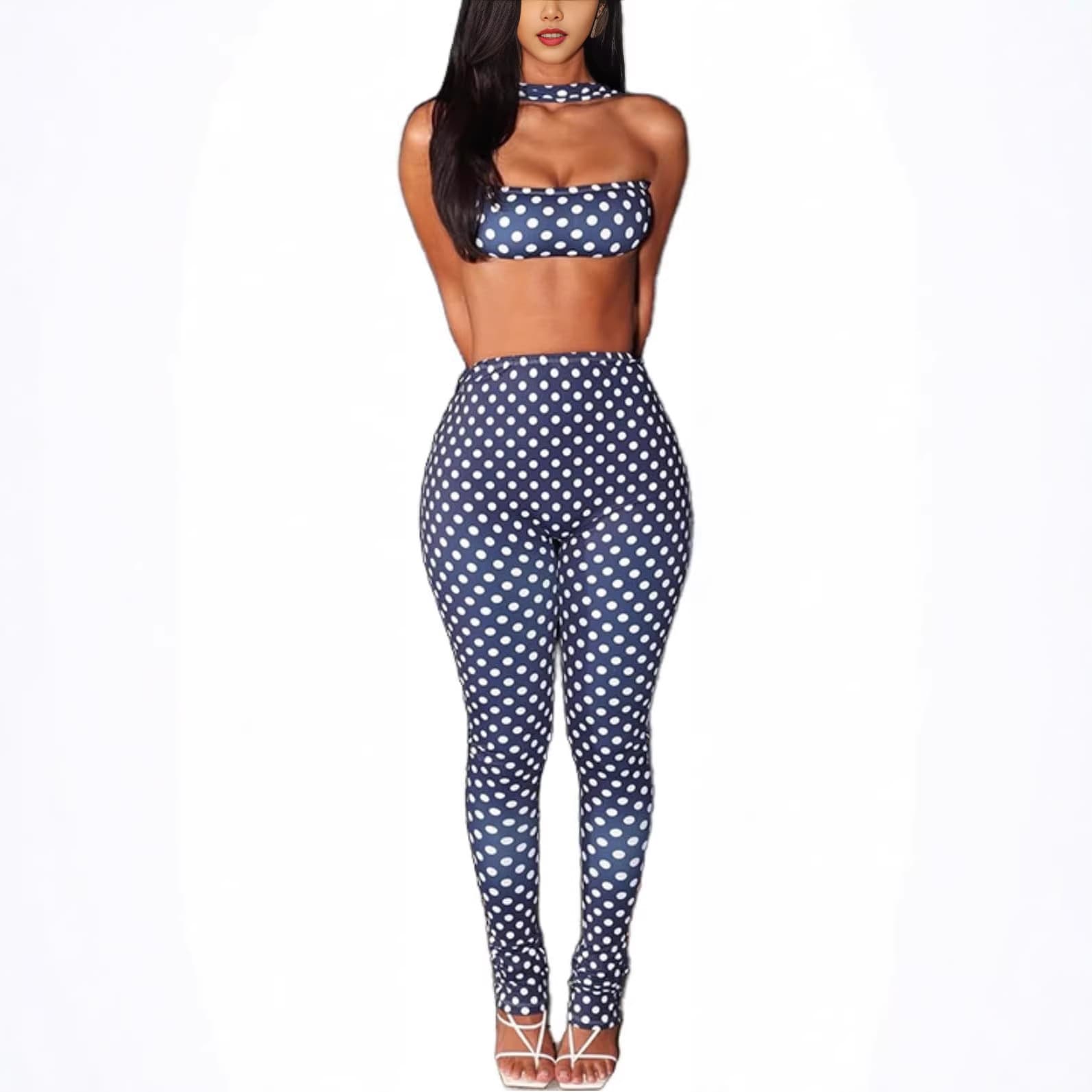 2026 Amazon Europe and America Cross-Border Sexy Fashion Print Polka Dot Halterneck Multi-Color Women's Bodysuit