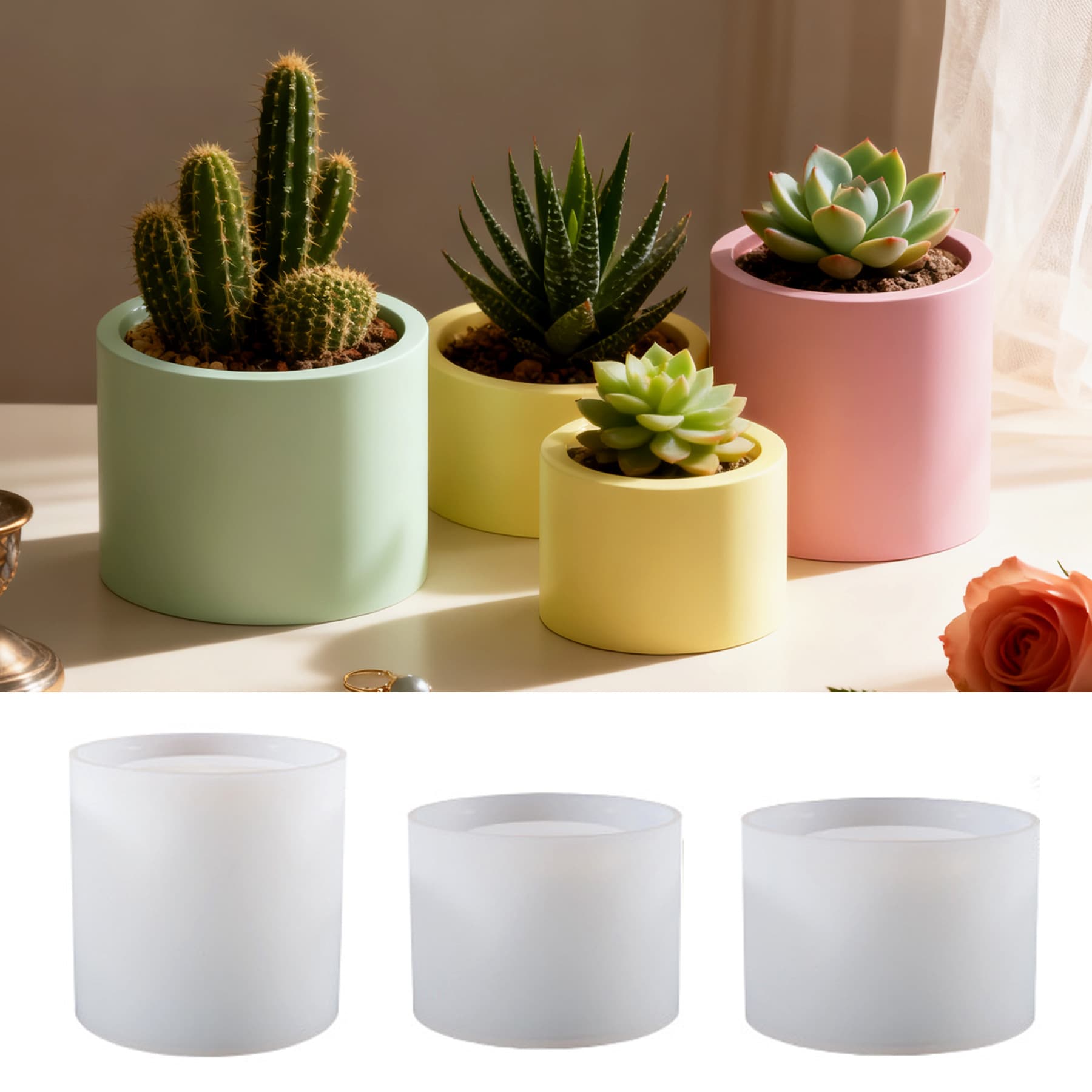 Zongbo Crystal Epoxy Resin DIY Aromatherapy Gypsum Candle Cup Mold Large Flower Pot Silicone Mold