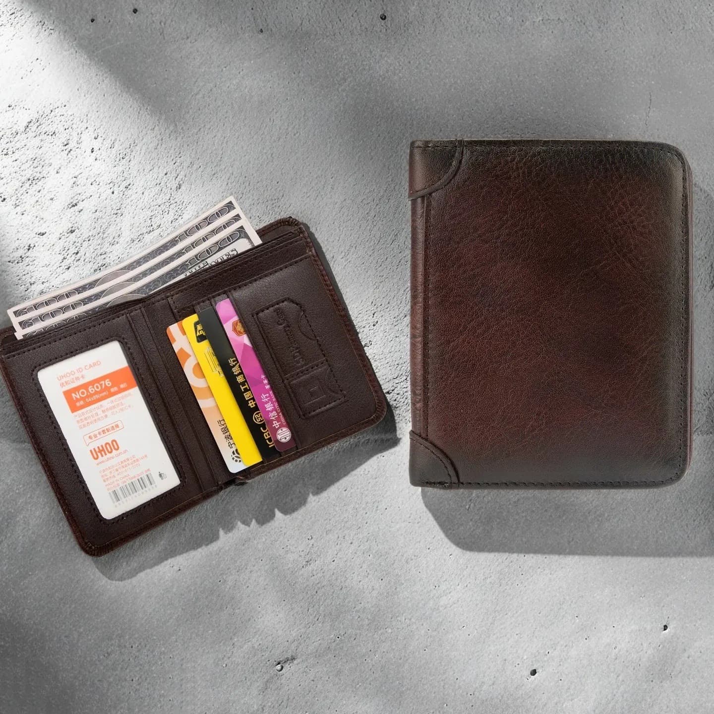 New Cross-Border Genuine Leather Wallet for Men Short Wallet Driver's License Integrated Card Holder Coin Purse Multi-Function Money Clip Document Case