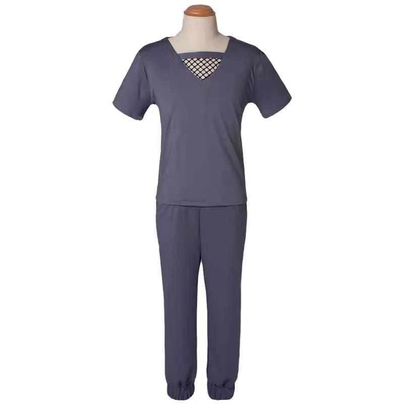 Naruto Cosplay Itachi Uchiha Akatsuki Mesh Undershirt T-shirt Pants Full Set Costume Short Sleeve