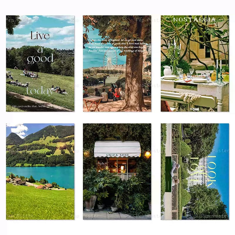 Southern French Countryside Scenery Healing Decorative Poster, Ins Niche English Living Room Bedroom Background Wall Soft Decoration Art Print
